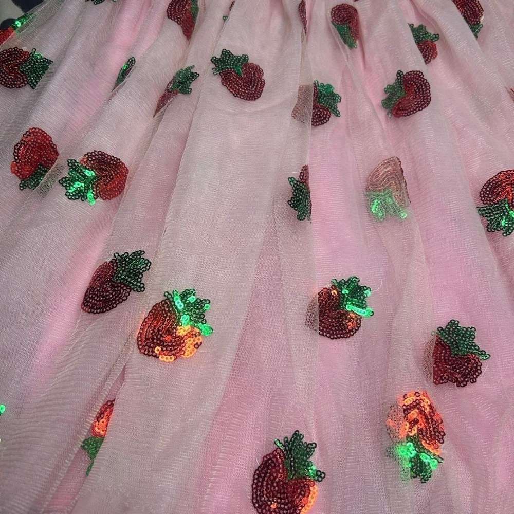 Lola + The Boys Pink Strawberry Sequin Tulle Dress - Picture 5 of 8